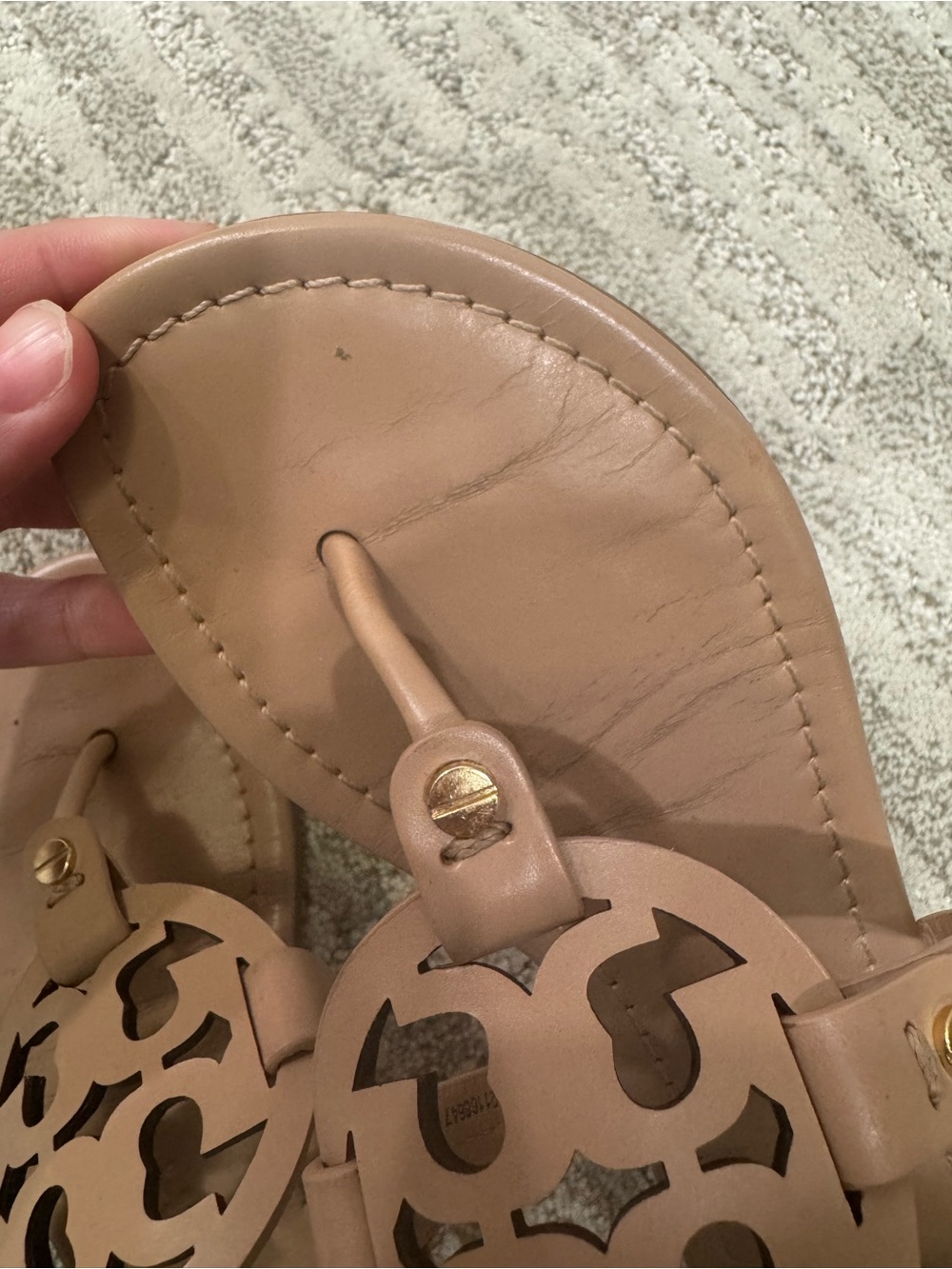 Tory Burch Tan Leather Logo Sandals - Picture 3 of 7
